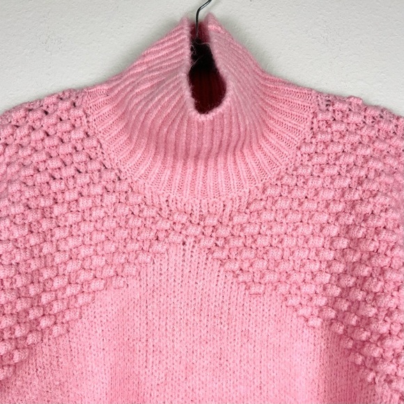 NWT Free People Bradley Textured Cropped Mock Neck Pullover Sweater in Pink - Picture 3 of 6